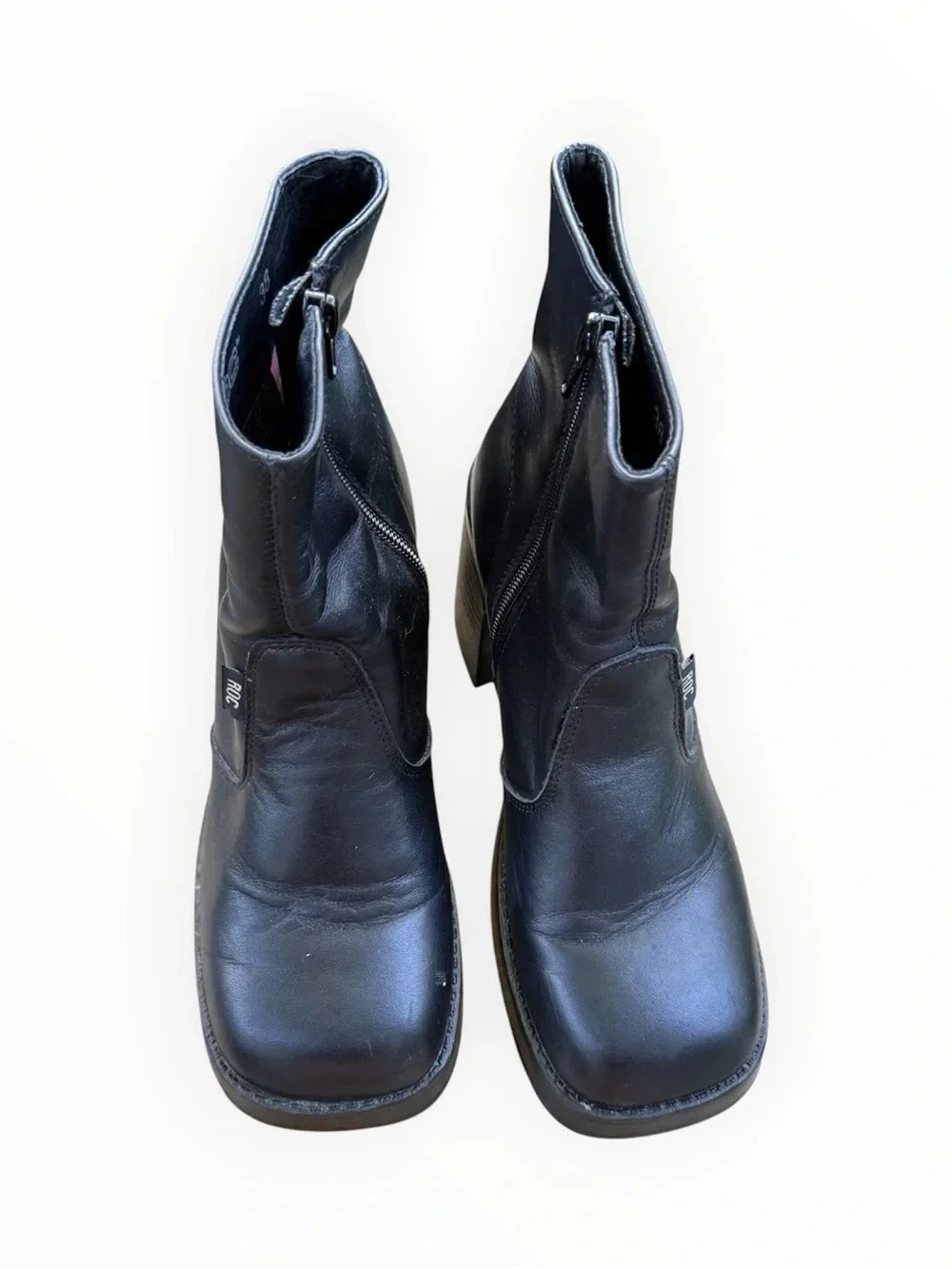 Roc Black Platform square toe Ankle Boots 90s inspired size 38